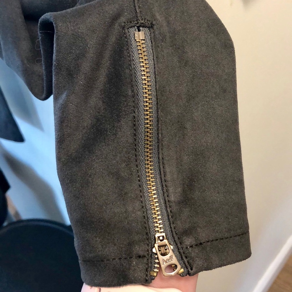 Faux Suede Pants with Zipper Bottoms